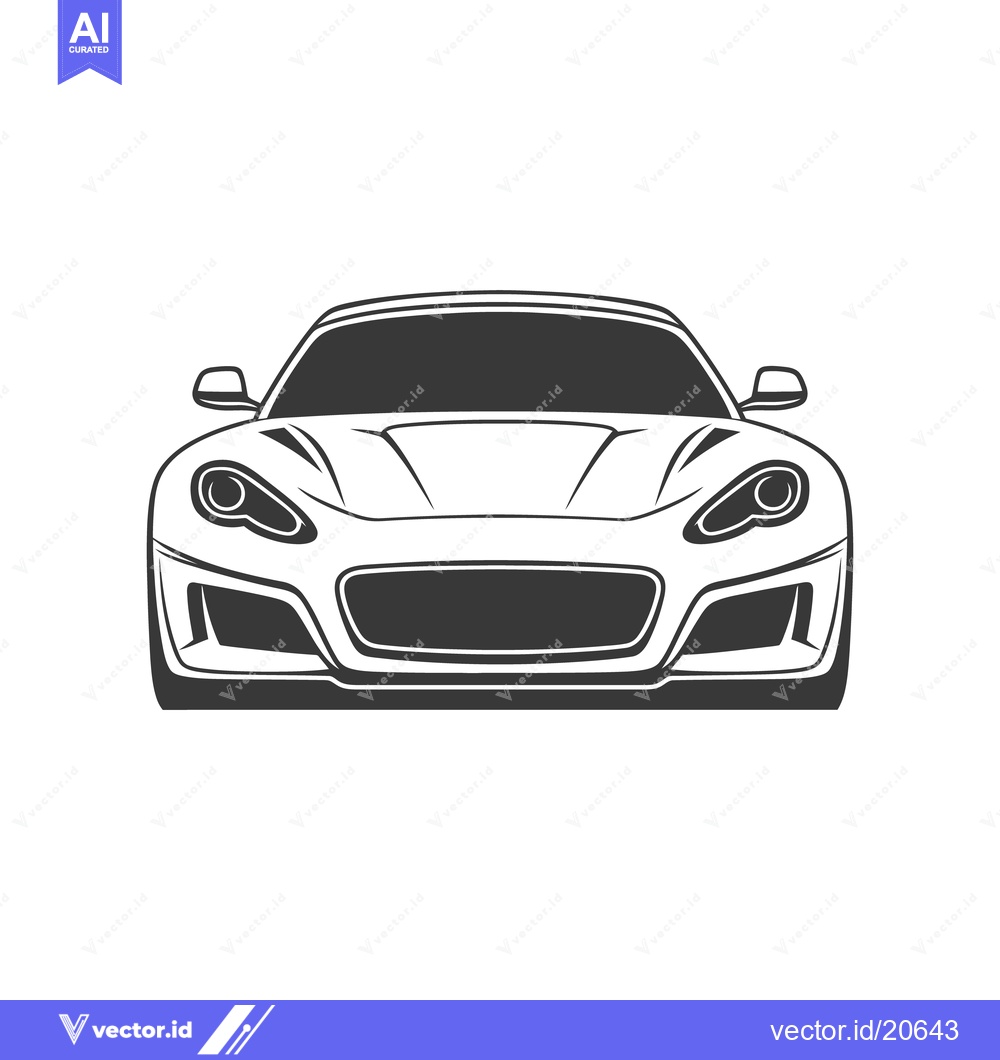 Premium Vector dari A simple front facing illustration depicting a sports car design
