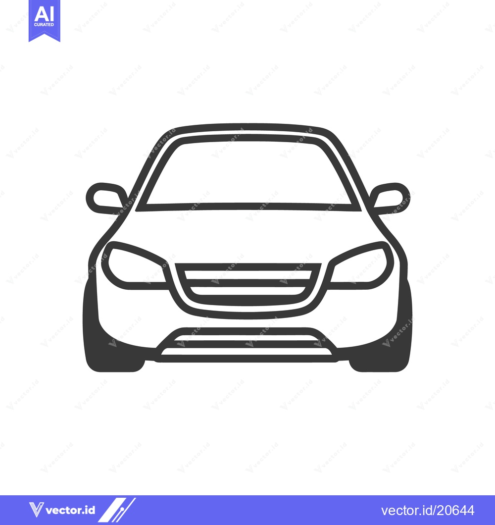 Premium Vector dari A frontal view depiction of an automobile in simplistic vector form
