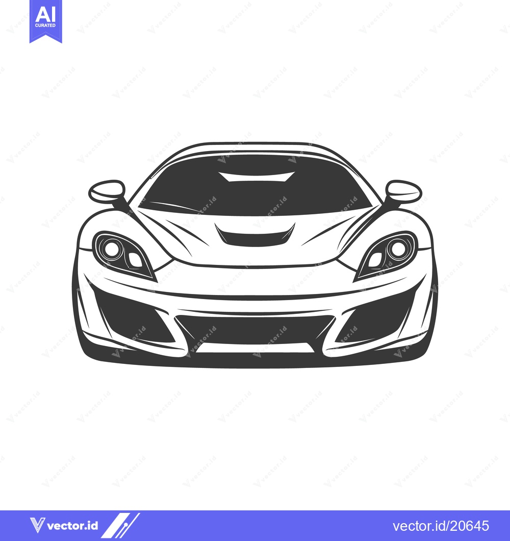 Premium Vector of A stylish black and white illustration of a sleek sports car