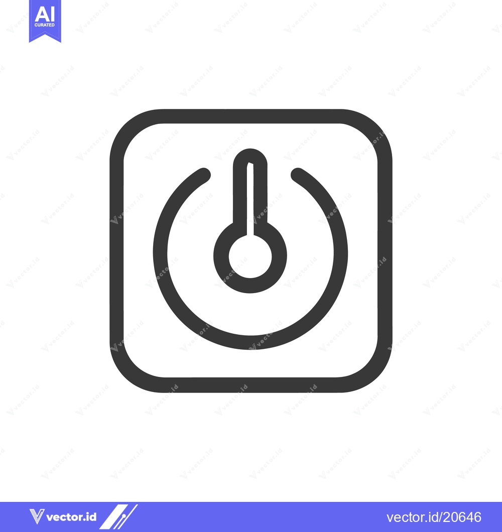 Premium Vector dari Minimalist Power Button Icon in Rounded Square Frame, Dark Gray on Whi