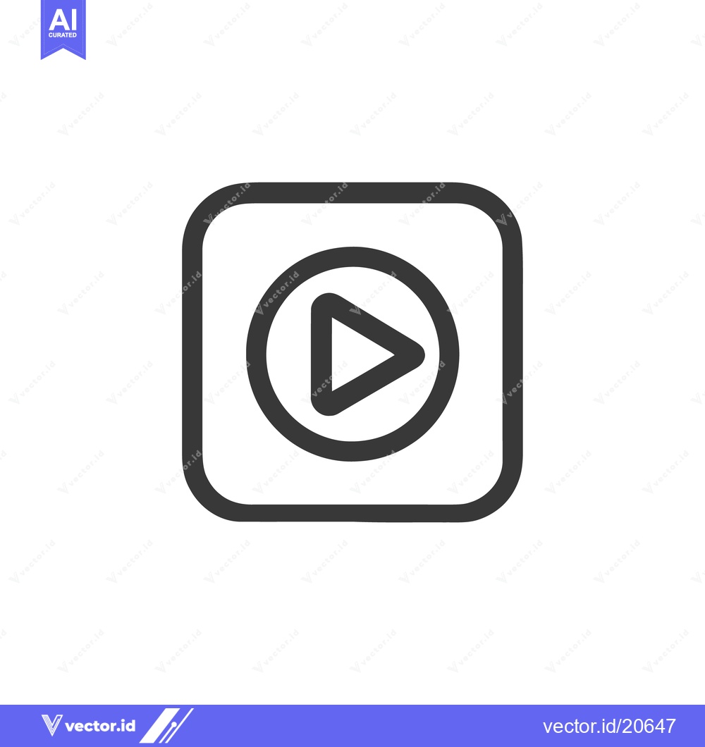 Premium Vector dari Play Button Icon: Rounded Square with Triangle in Circle, Dark Gray