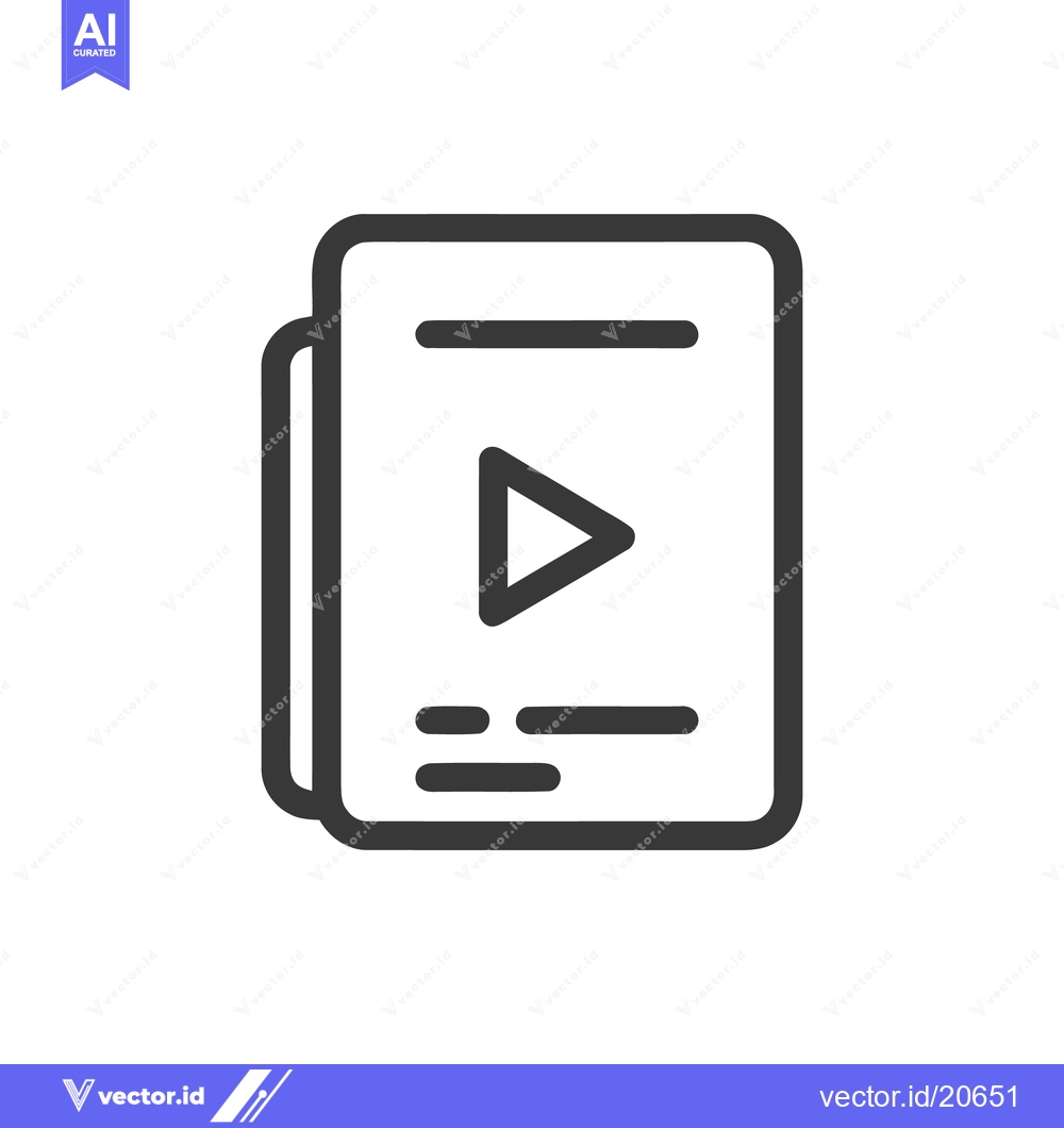 Premium Vector dari Minimalist Video Tutorial Icon: Play Button on Document Outline