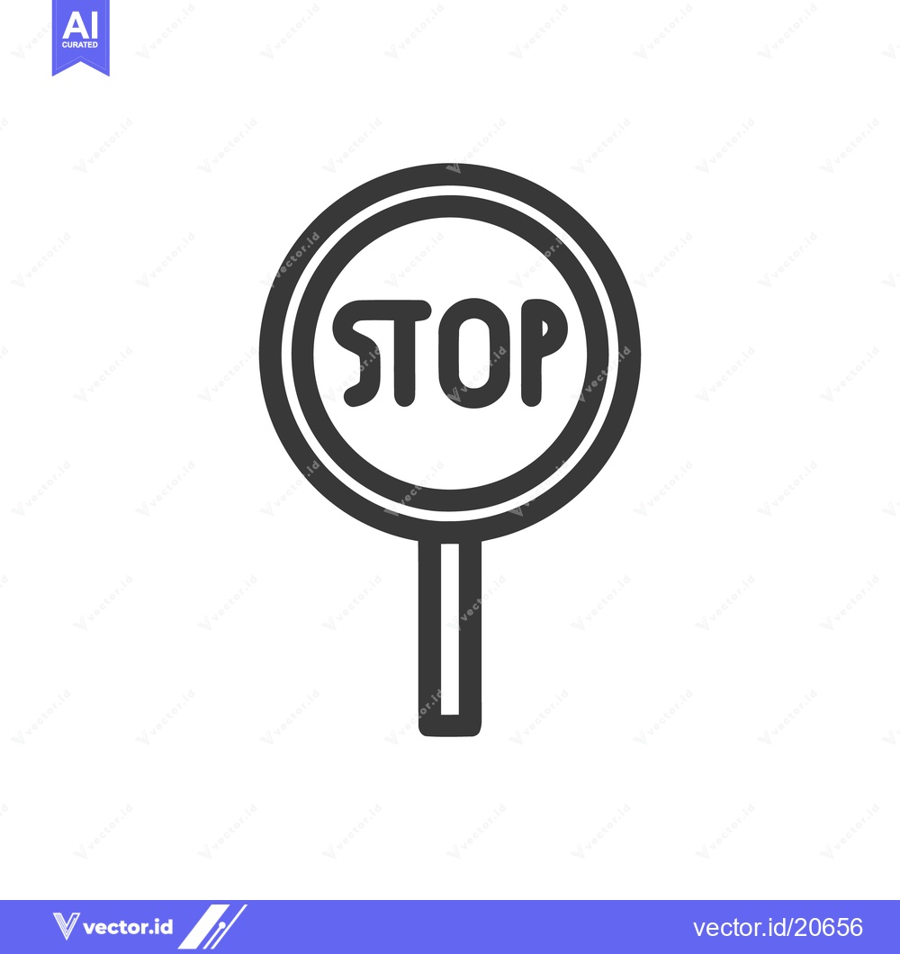 Premium Vector of Minimalist Stop Sign Icon: Bold Outline, Clear Message, White Backgrou