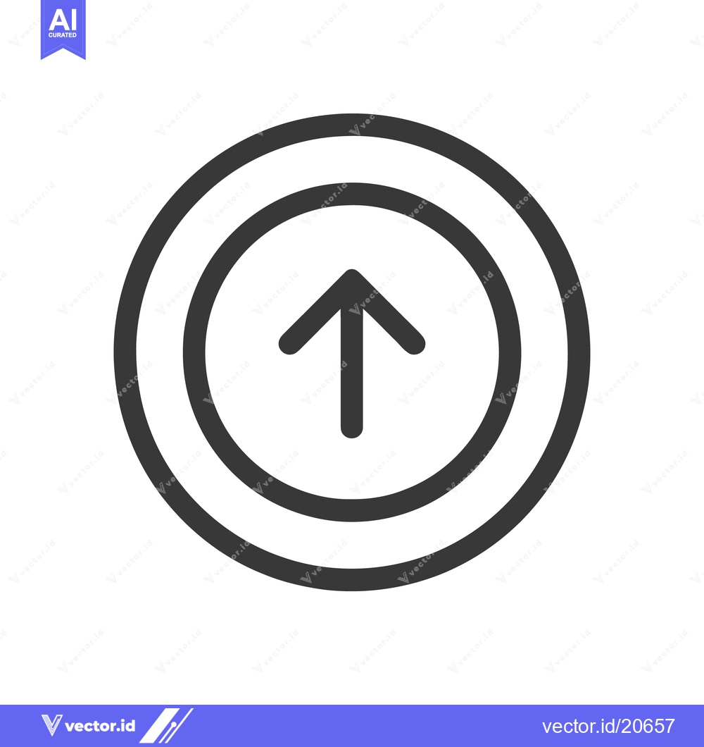 Premium Vector dari Upward Arrow in Double Circle: Minimalist Icon Design