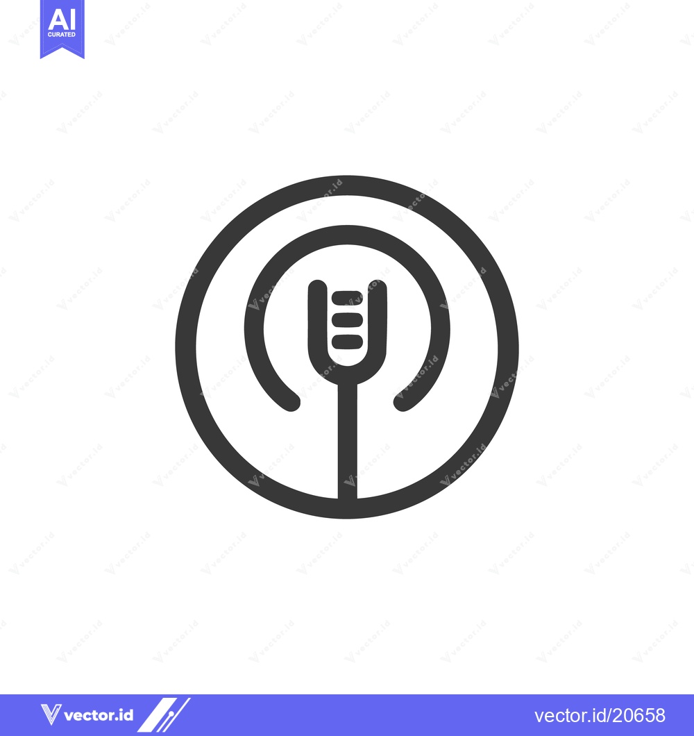 Premium Vector dari Minimalist Fork Icon in Circle, Food Symbol, Restaurant Logo Design