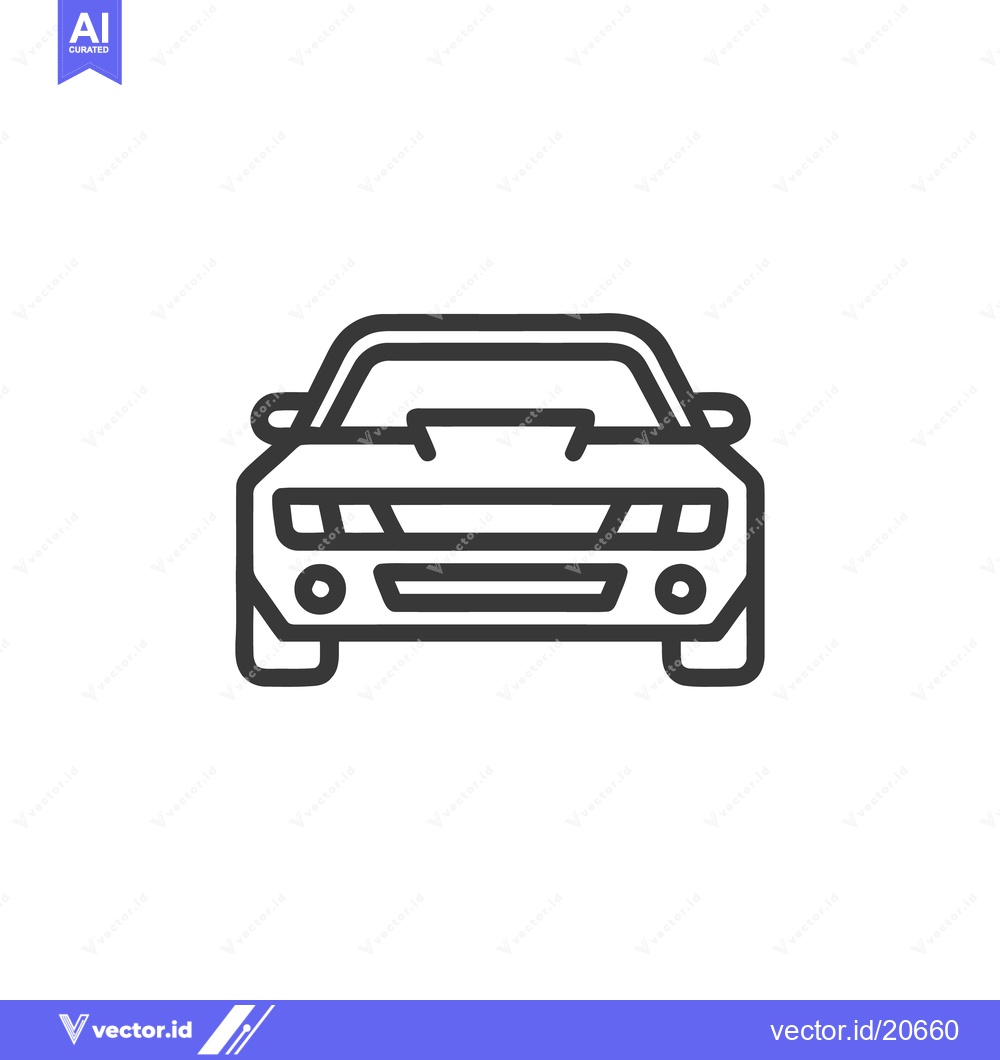 Premium Vector dari Sleek Car Front View Outline Icon on White Background