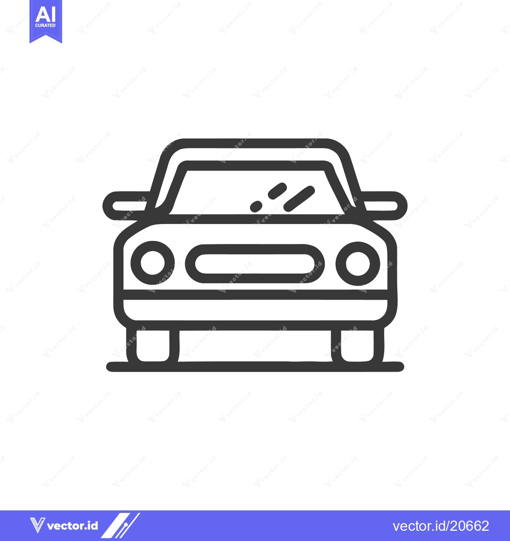 Premium Vector of Car Front View Outline Icon, Transportation Symbol, Automotive Design