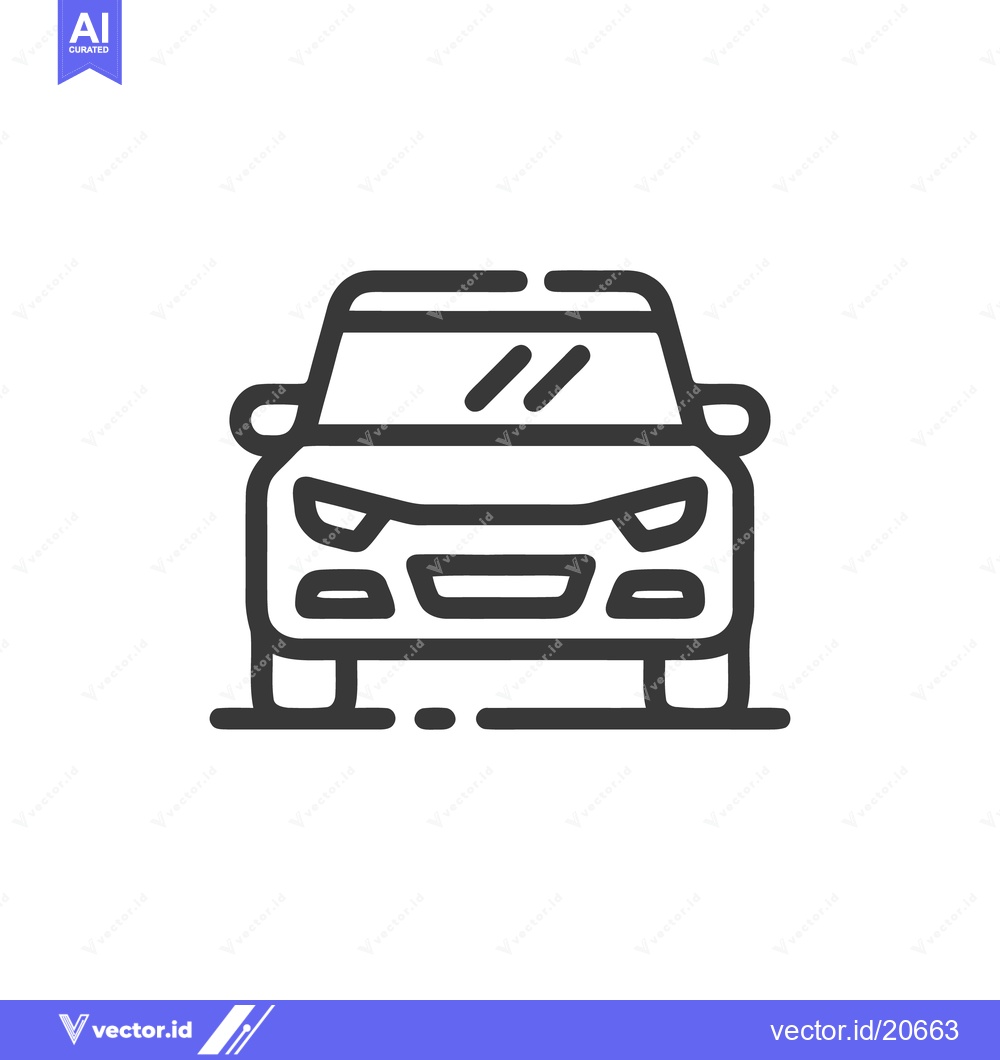Premium Vector dari Minimalist Car Icon: Front View, Clean Line Art Design on White Backgr