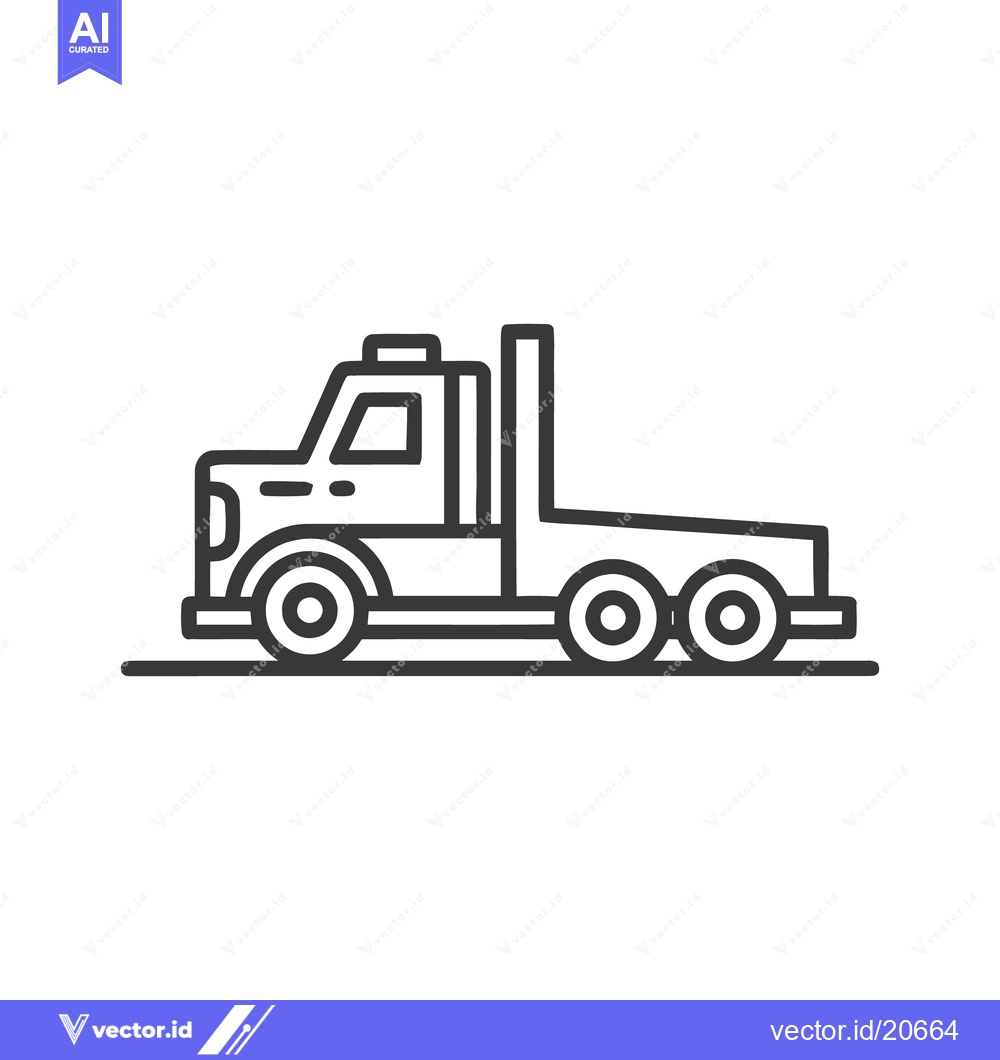Premium Vector of Minimalist Line Art: Flatbed Truck Icon on White Background