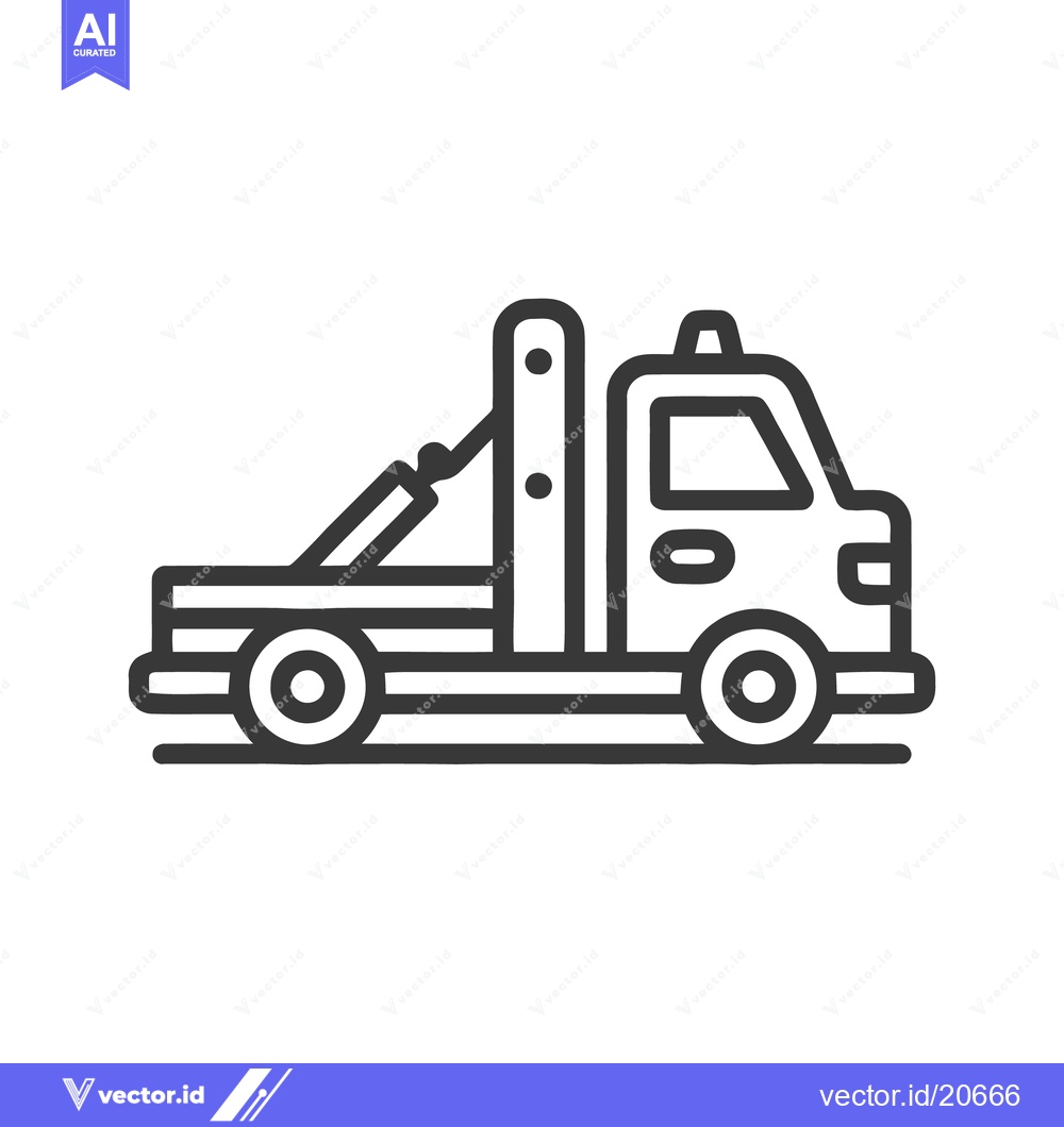 Premium Vector of Minimalist Tow Truck Icon: Bold Outline, Automotive Assistance Symbol