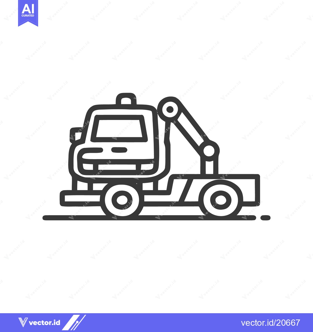 Premium Vector of Minimalist Line Art: Tow Truck Icon on White Background