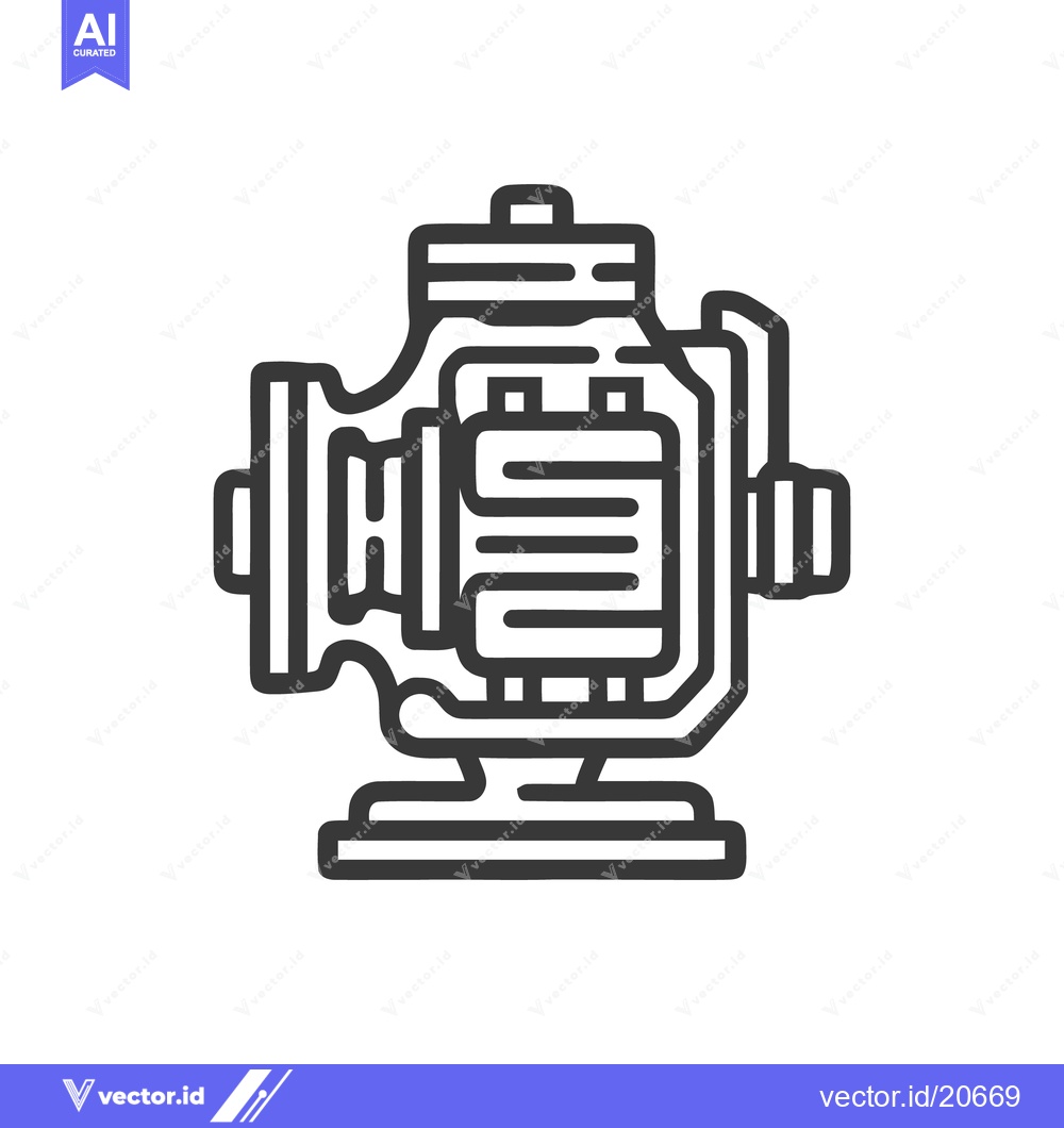 Premium Vector dari Detailed Line Art of a Water Pump Engine on White Background