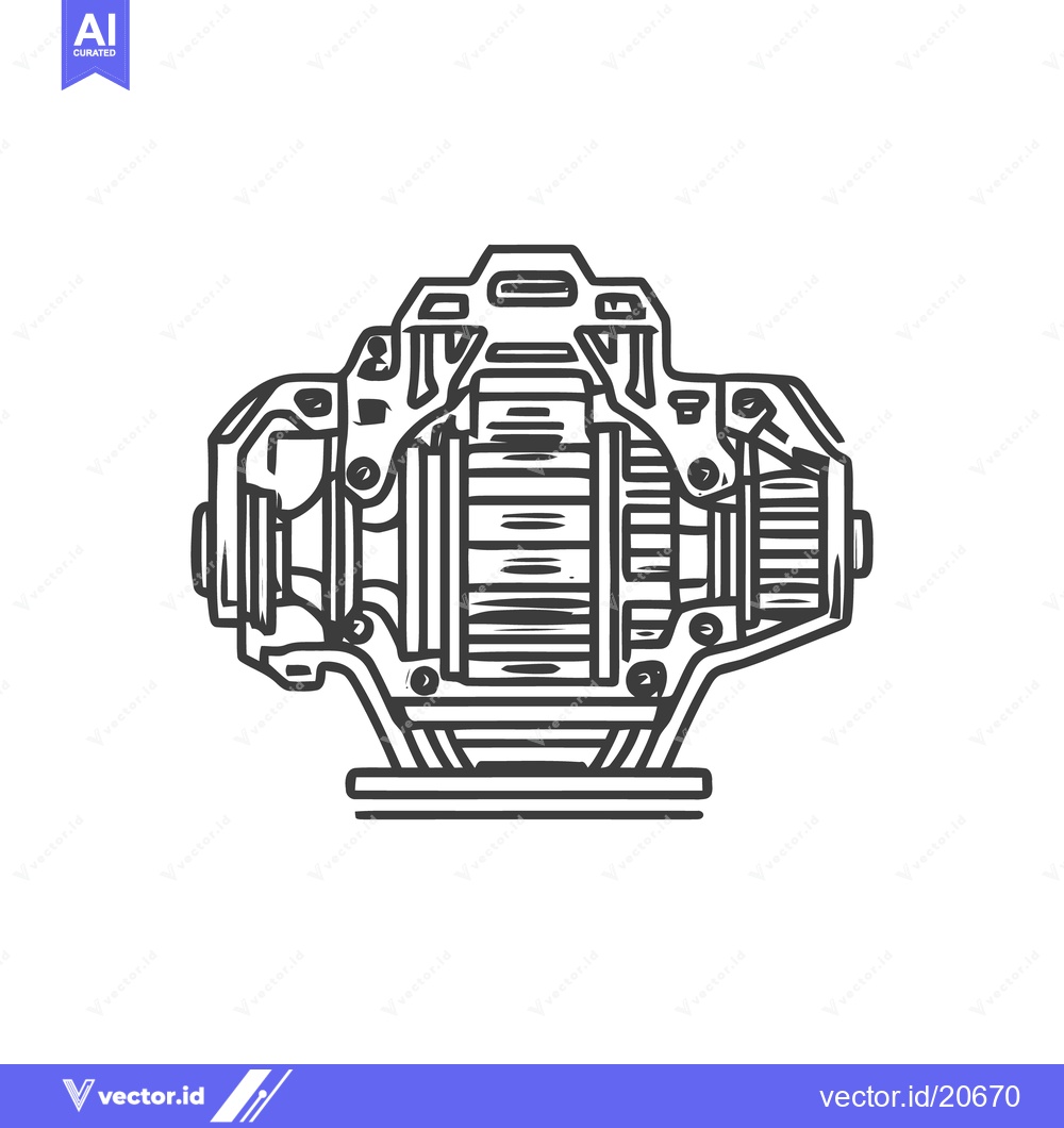 Premium Vector of Detailed Line Art: Cross-Section of a Complex Mechanical Component, Is