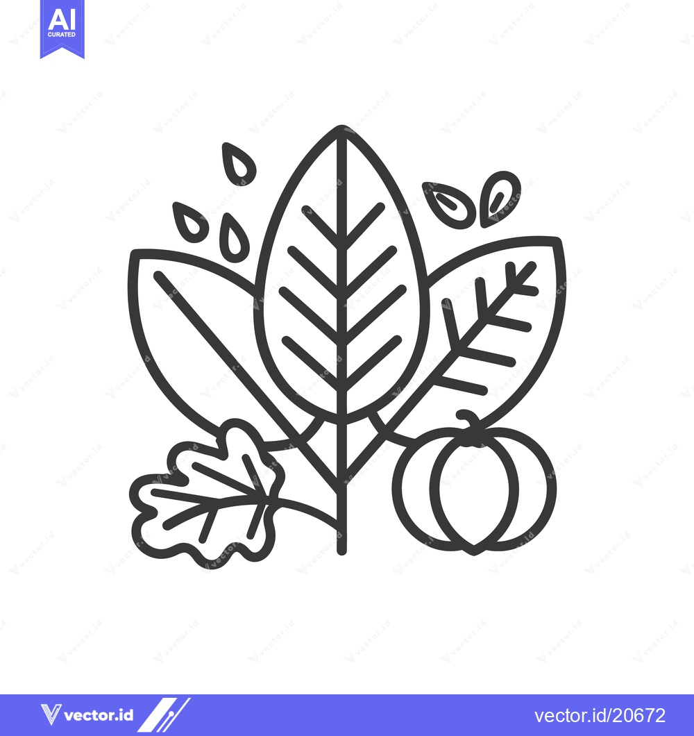 Premium Vector of Black and white drawing of leaves seeds and a pumpkin