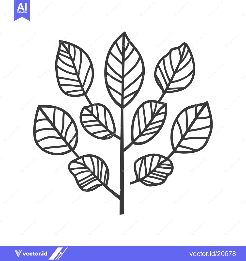 Premium Vector of A stylized drawing shows a plant with several green leaves