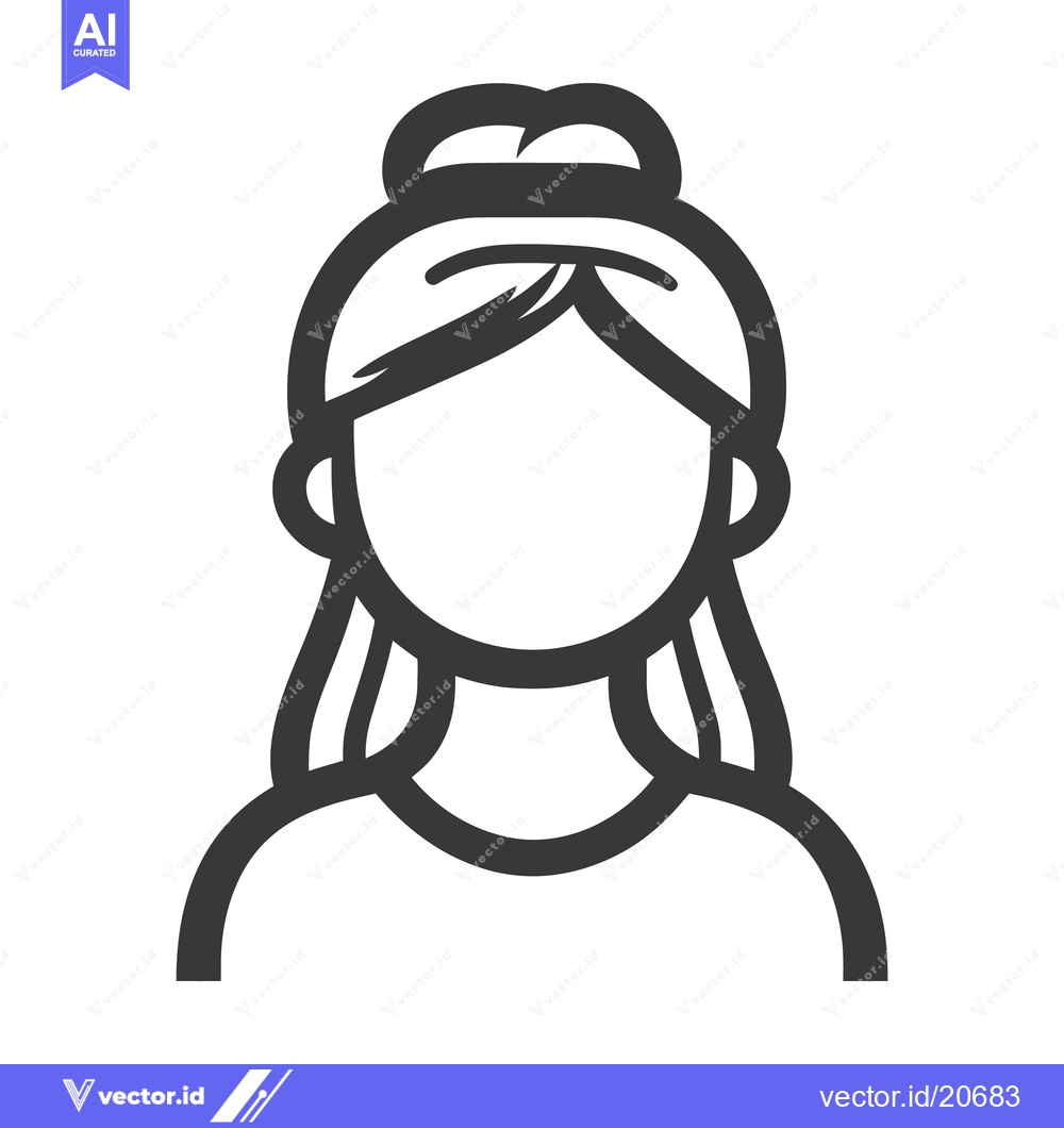 Premium Vector of The outline of a woman with long hair and a bun