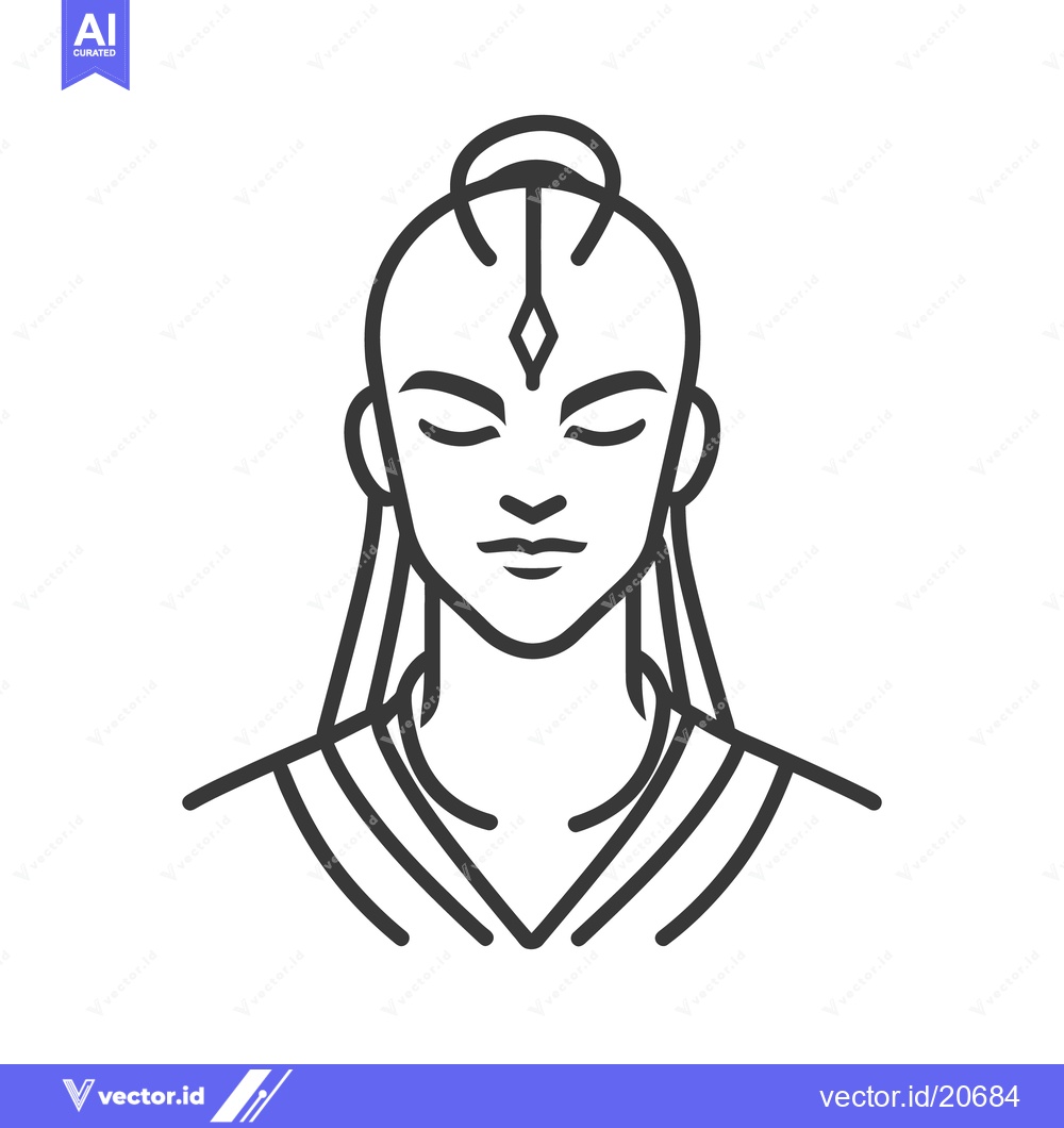Premium Vector of A minimalist black and white illustration of a serene human figure