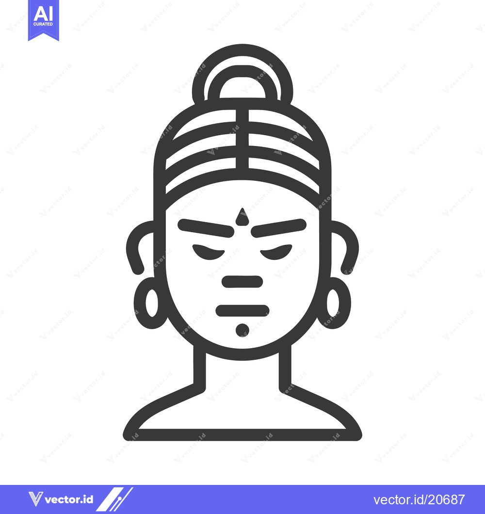 Premium Vector of This stylized illustration shows a serene face of a human figure