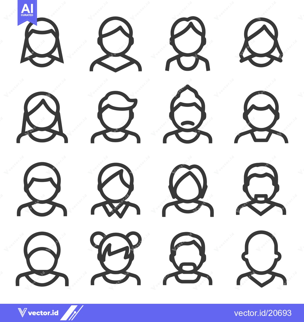 Premium Vector dari Vector graphic images depicting various faces of different people