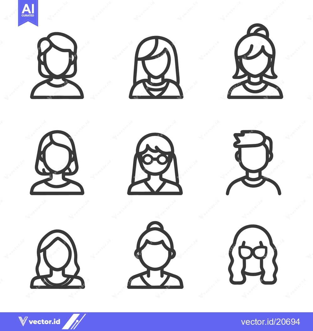 Premium Vector dari Simple illustrated icons representing different styles of human faces