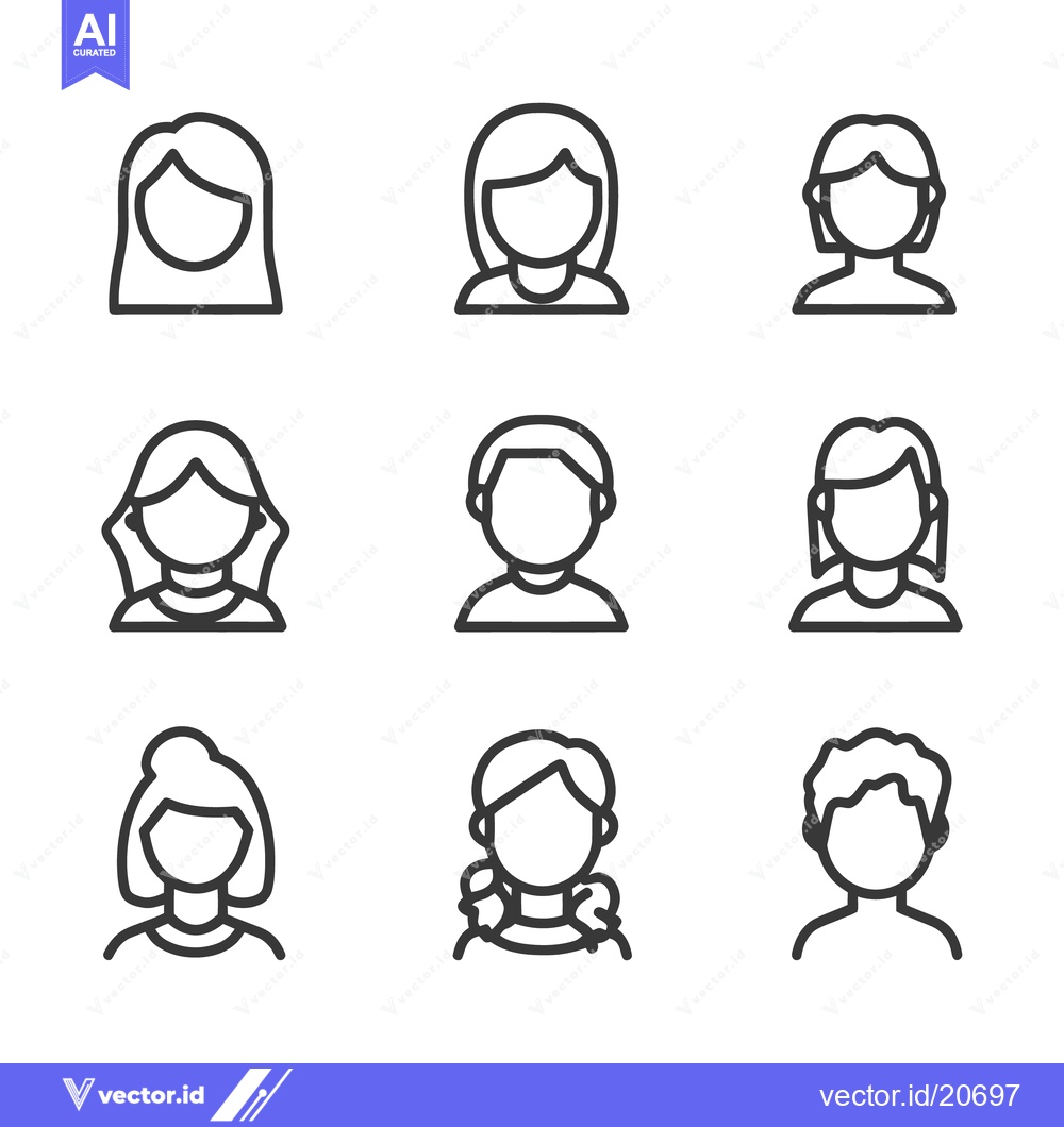 Premium Vector dari Simplified line art depictions of diverse human faces