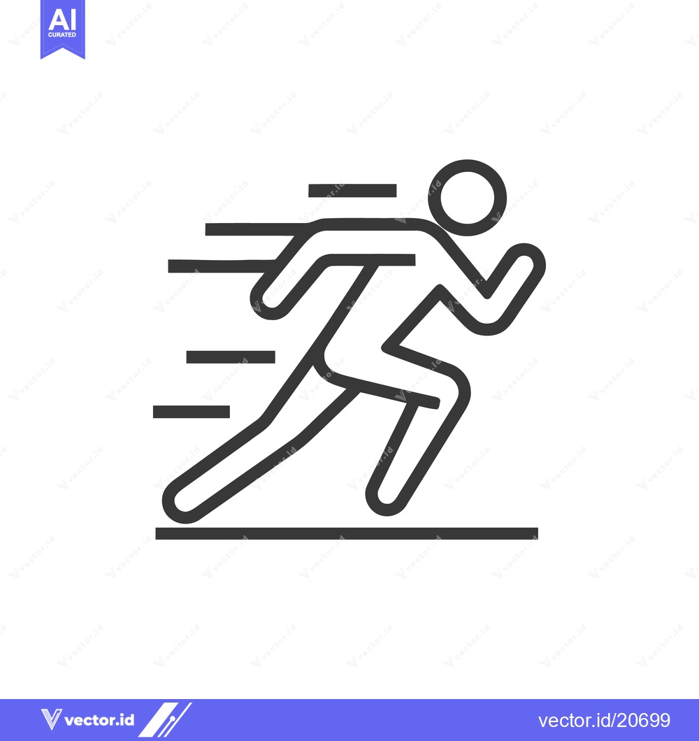Premium Vector of Dynamic Runner Icon: Minimalist Line Art for Speed and Motion
