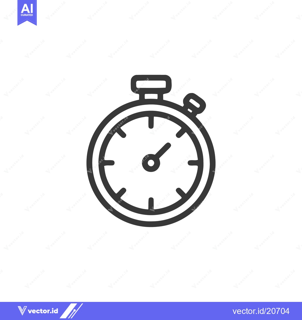 Premium Vector dari Minimalist Stopwatch Icon: Precise Timekeeping in Bold Outline Design