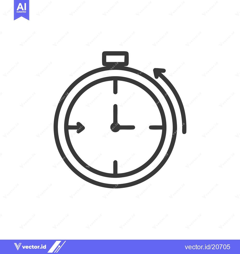 Premium Vector dari Minimalist Stopwatch Icon with Arrow, Time Management Concept, Outline