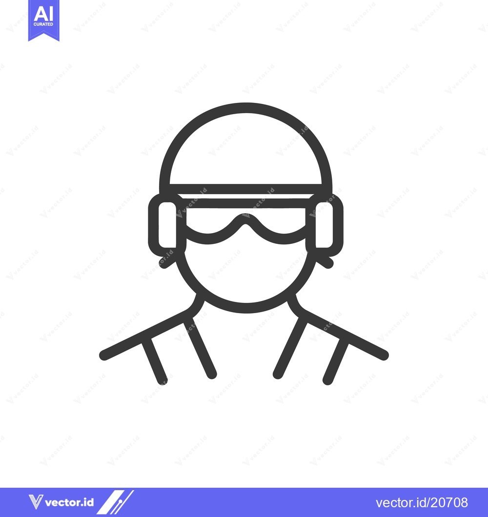 Premium Vector dari A simplified line drawing of a person wearing headgear and goggles