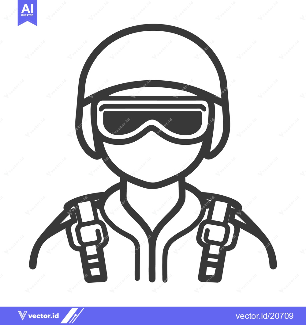 Premium Vector dari A black and white line drawing of a person wearing a helmet