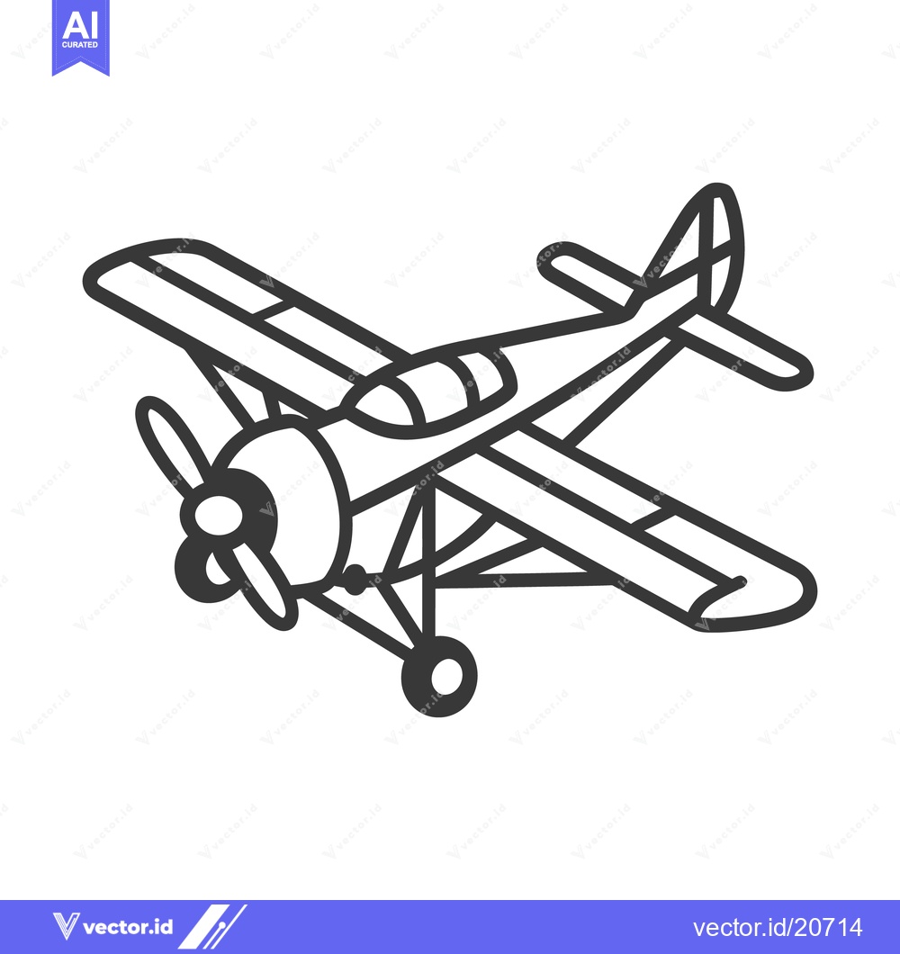 Premium Vector dari A simple vector illustration depicting a small propellor driven aircra