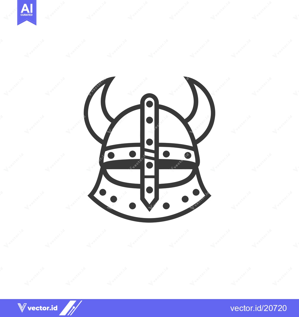 Premium Vector dari A Viking helmet with horns, drawn in black and white.