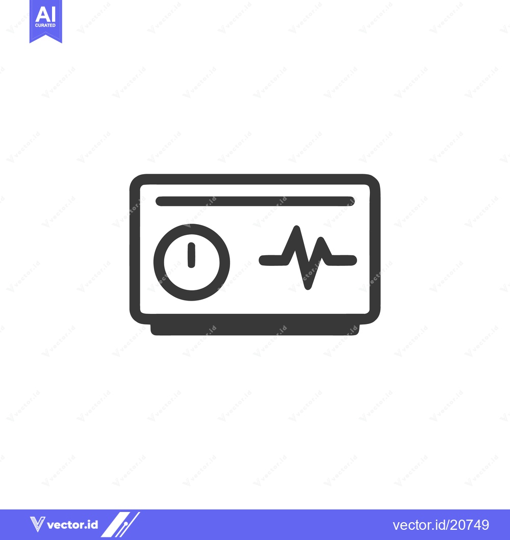 Premium Vector of Minimalist Heart Rate Monitor Icon with Pulse Waveform Display