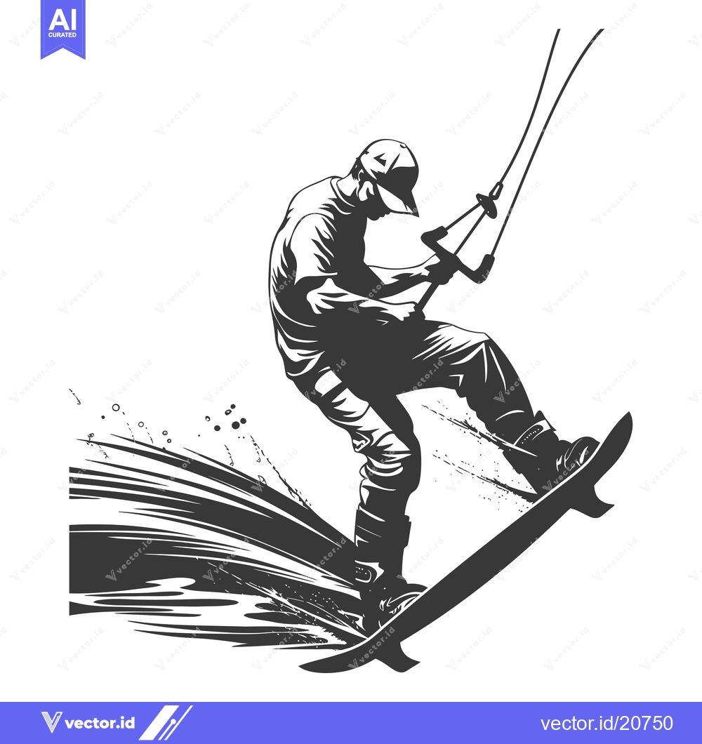 Premium Vector dari A Wakeboarder Performing a Trick on a Wakeboard