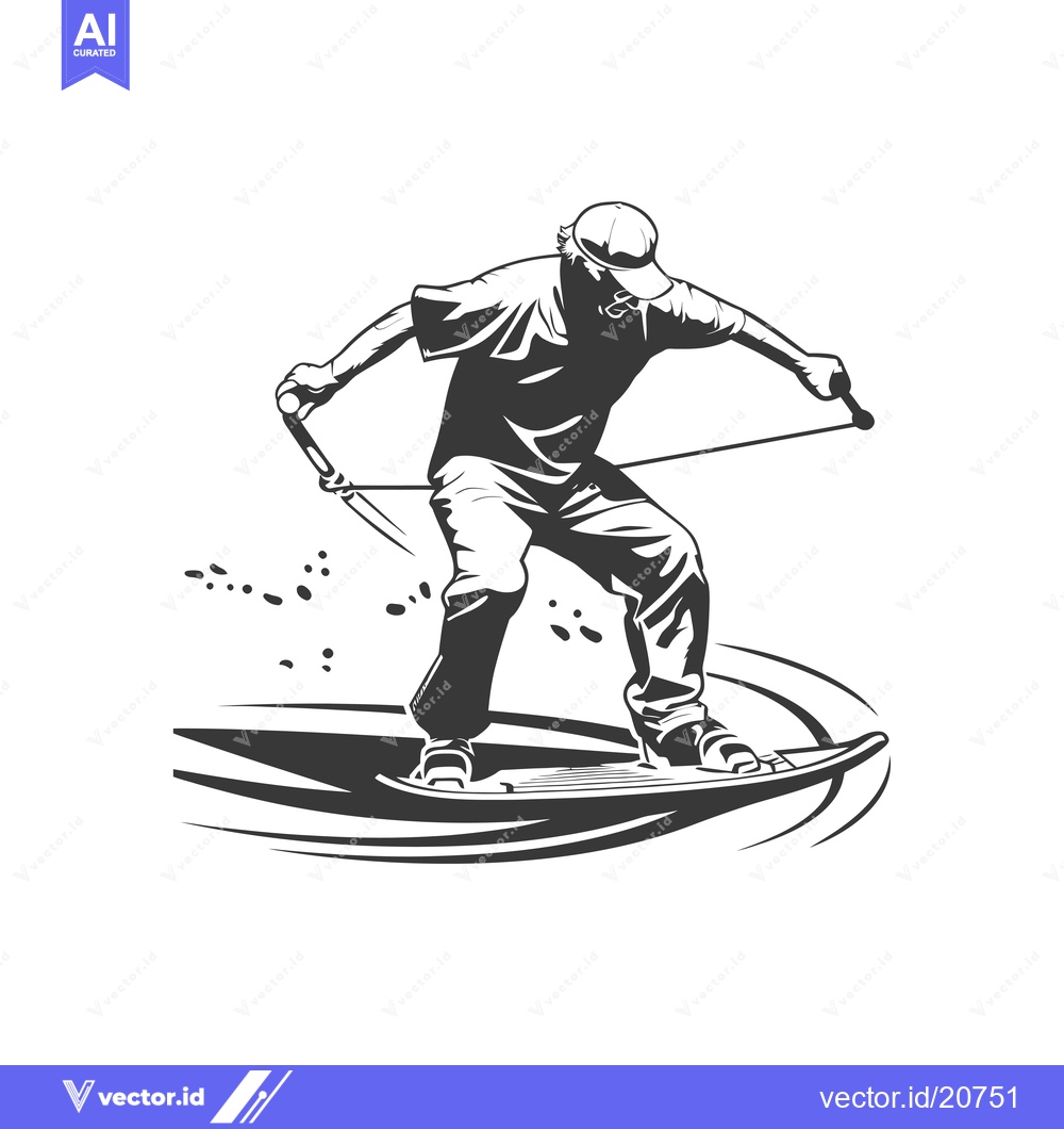Premium Vector dari A Wakeboarder Performing a Trick on Water