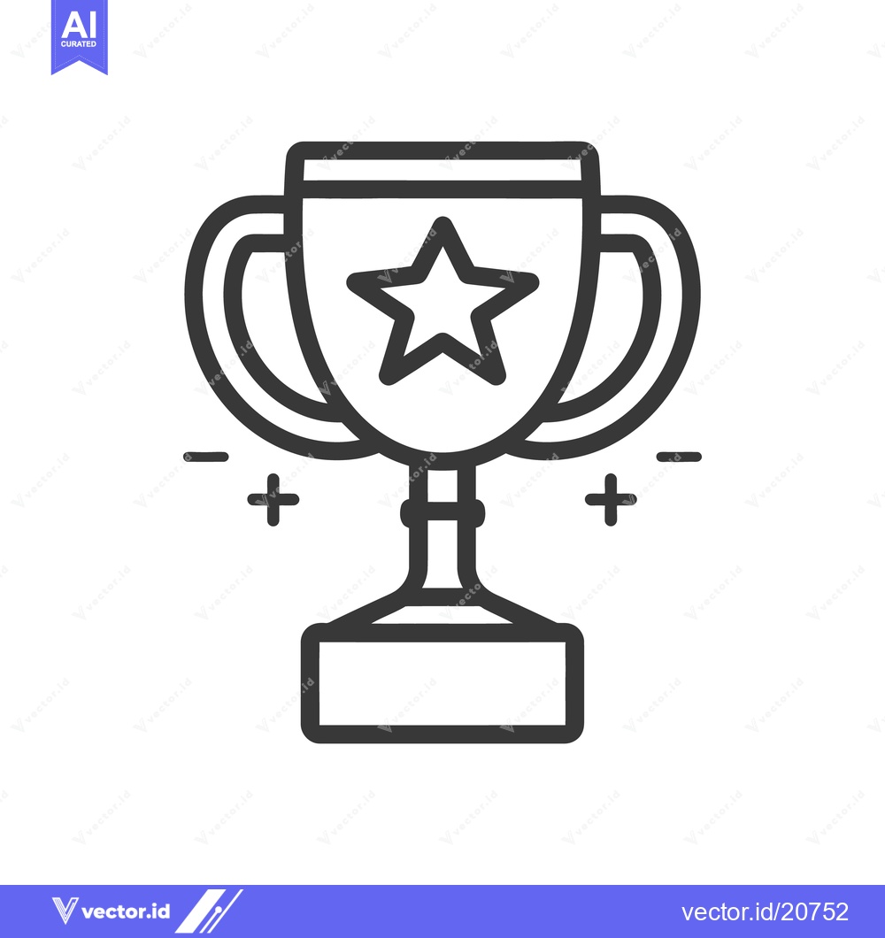 Premium Vector dari A black outline drawing illustrating a trophy with star details