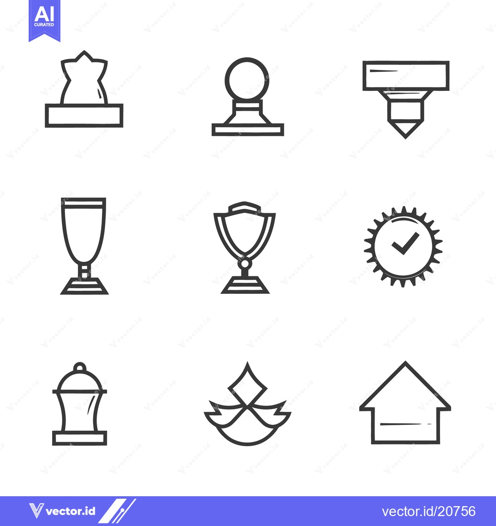 Premium Vector of Nine simple black and white icon illustrations on a white background