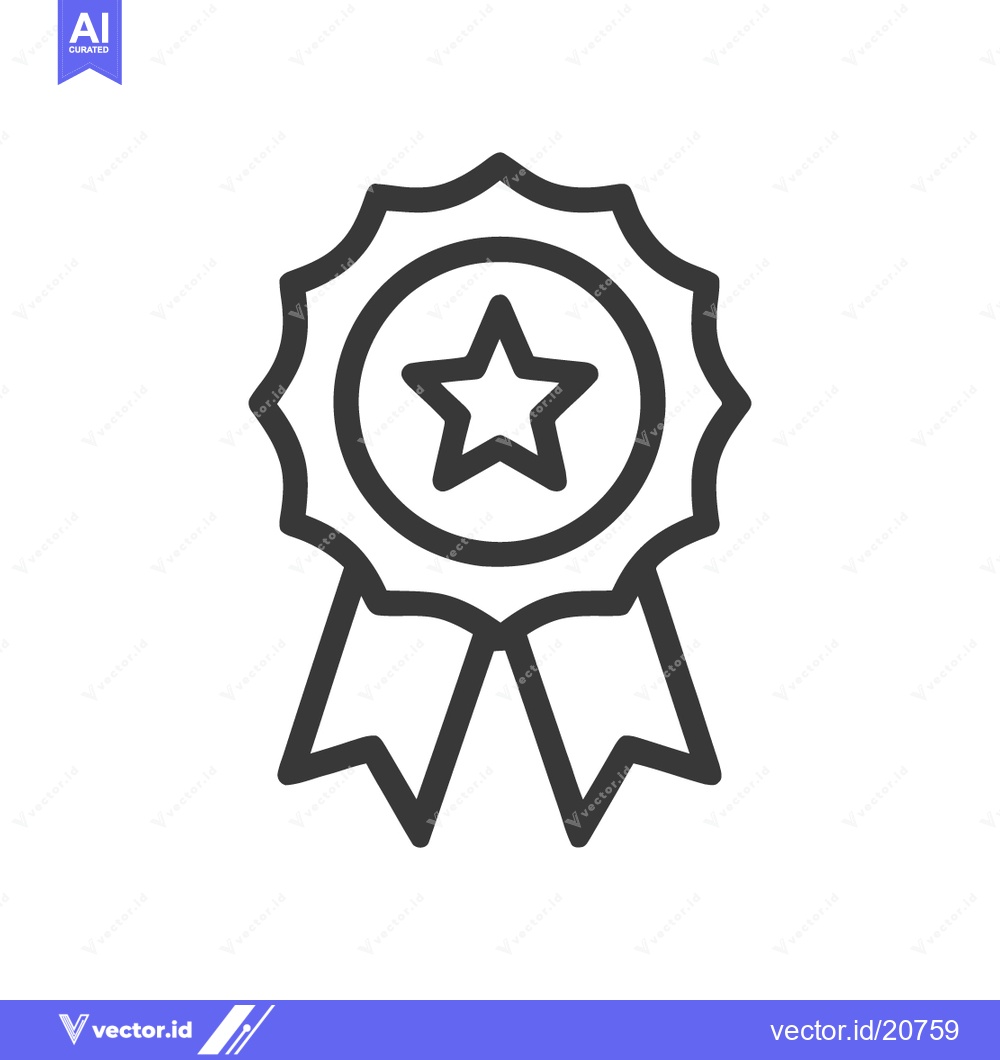 Premium Vector of Star Award Ribbon Icon: Minimalist Design for Achievement Recognition