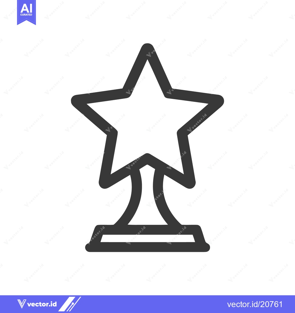 Premium Vector dari Minimalist Star Trophy Icon: Award Symbol in Bold Outline Style