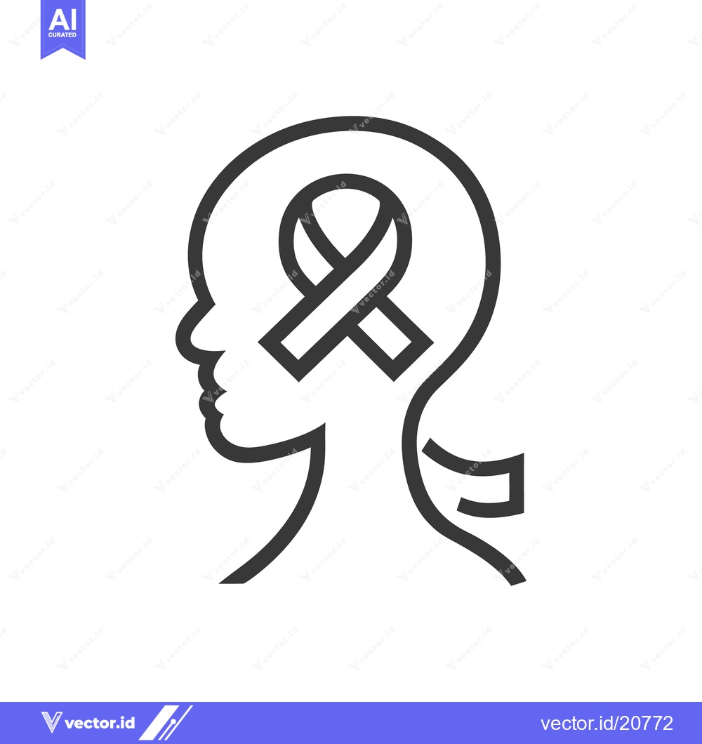Premium Vector dari A human head silhouette with a ribbon symbol inside of it