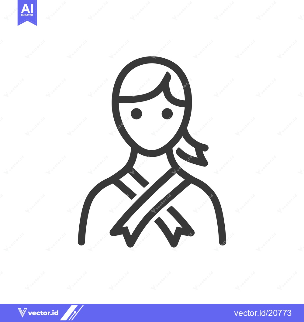 Premium Vector dari A simple line drawing depicting a woman wearing a sash