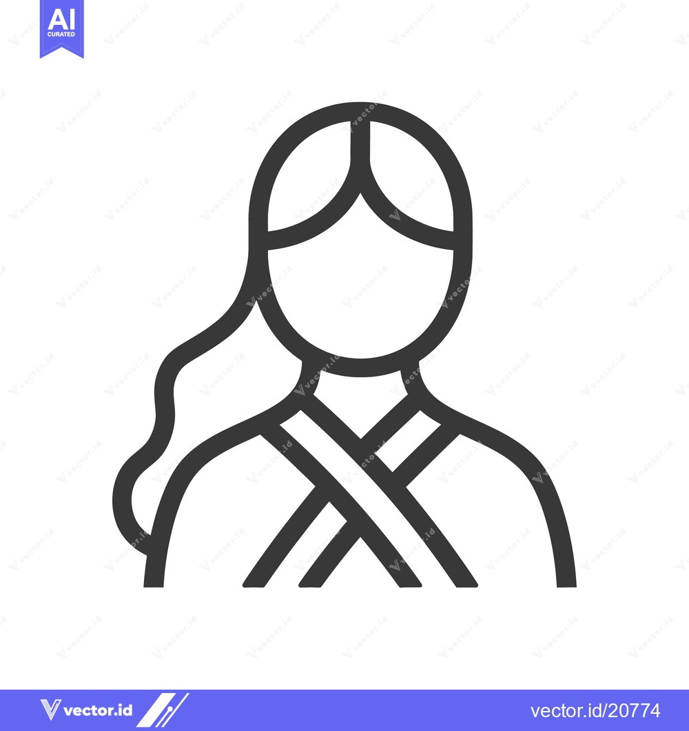 Premium Vector dari Simple line art illustration depicting a female person with long hair