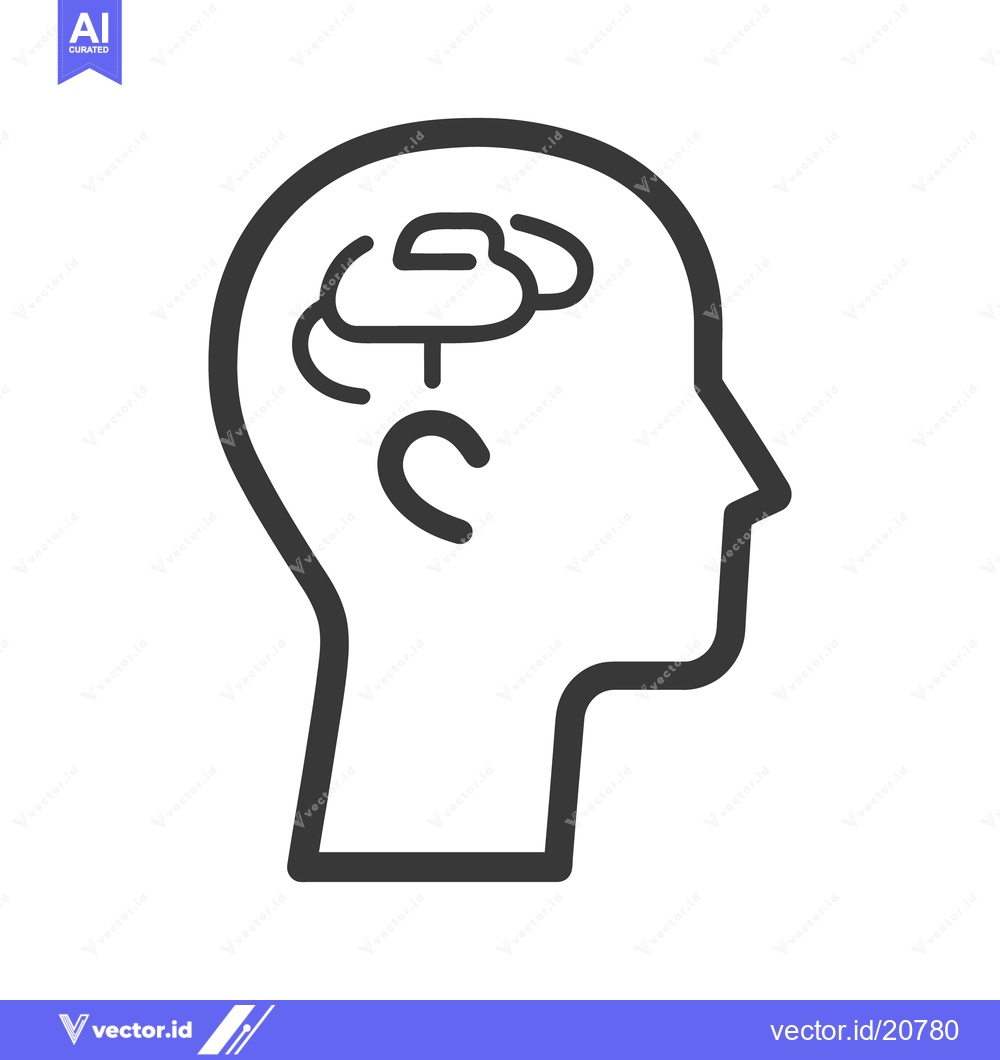 Premium Vector dari A simplified outline showing a human head and a brain
