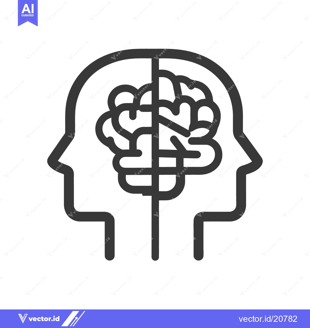 Premium Vector of A conceptual illustration showing the human brain in two halves