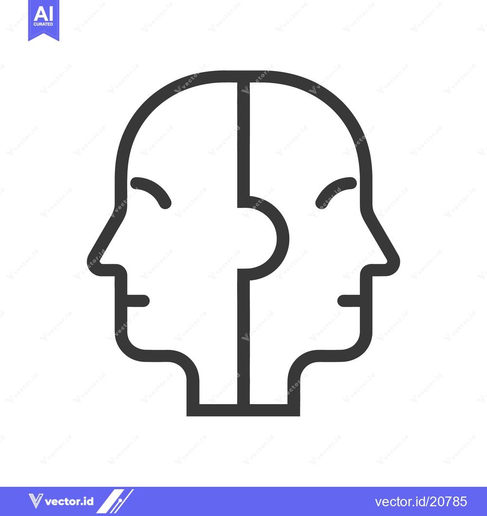 Premium Vector dari Two human faces joined together as a single unified head