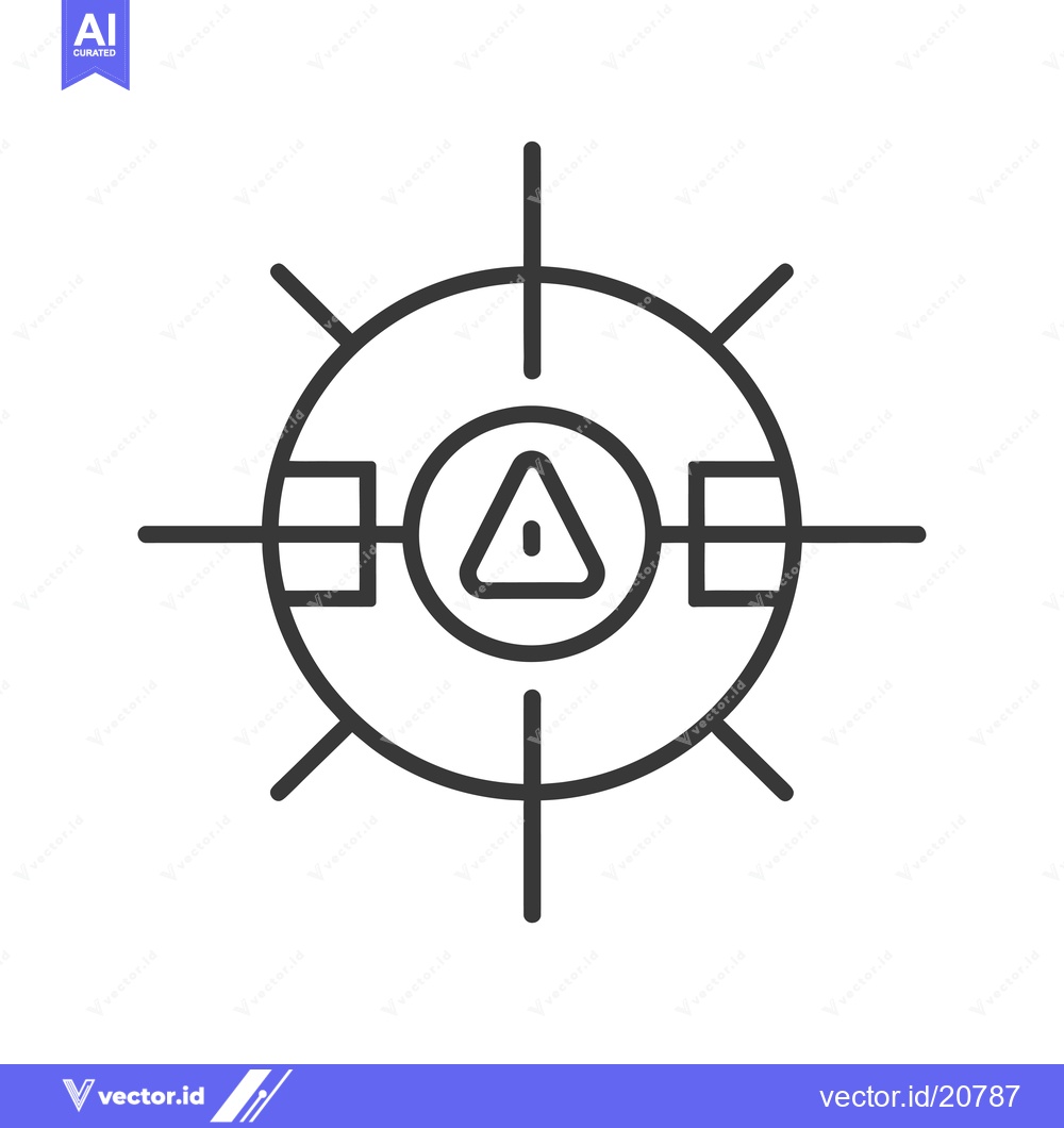 Premium Vector dari A Warning Icon Inside a Circular Target with Crosshairs