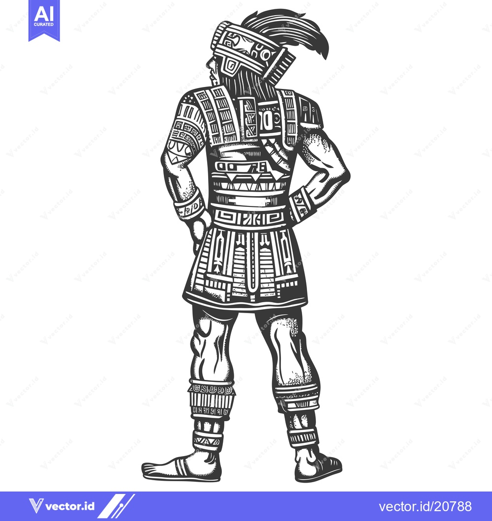 Premium Vector dari A Warrior in Traditional Clothing and Helmet