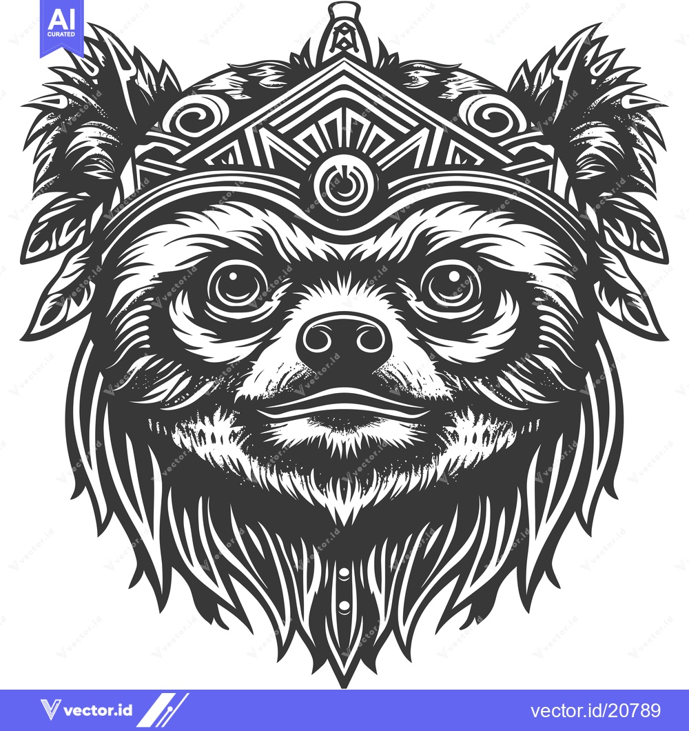 Premium Vector dari A Warrior-Like  Chihuahua Wearing a Tribal Headdress
