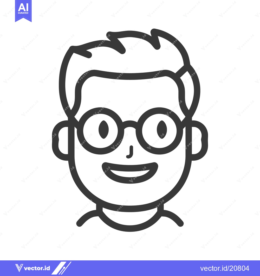 Premium Vector dari A simple smiling person wearing round glasses and has hair