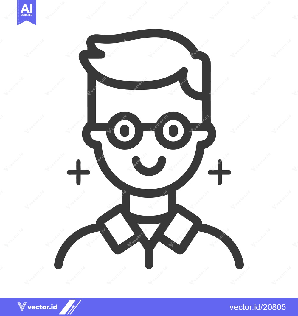 Premium Vector of A happy male person wearing round spectacles and a collared shirt